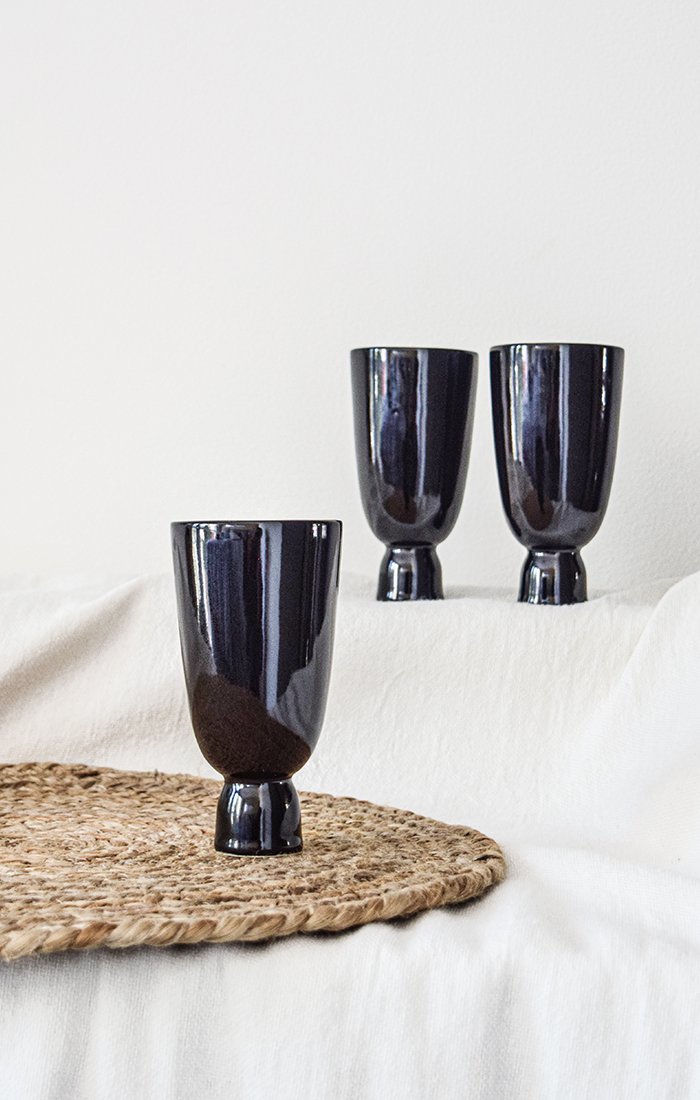 Flute Glass (set de 4) / Obsidiana